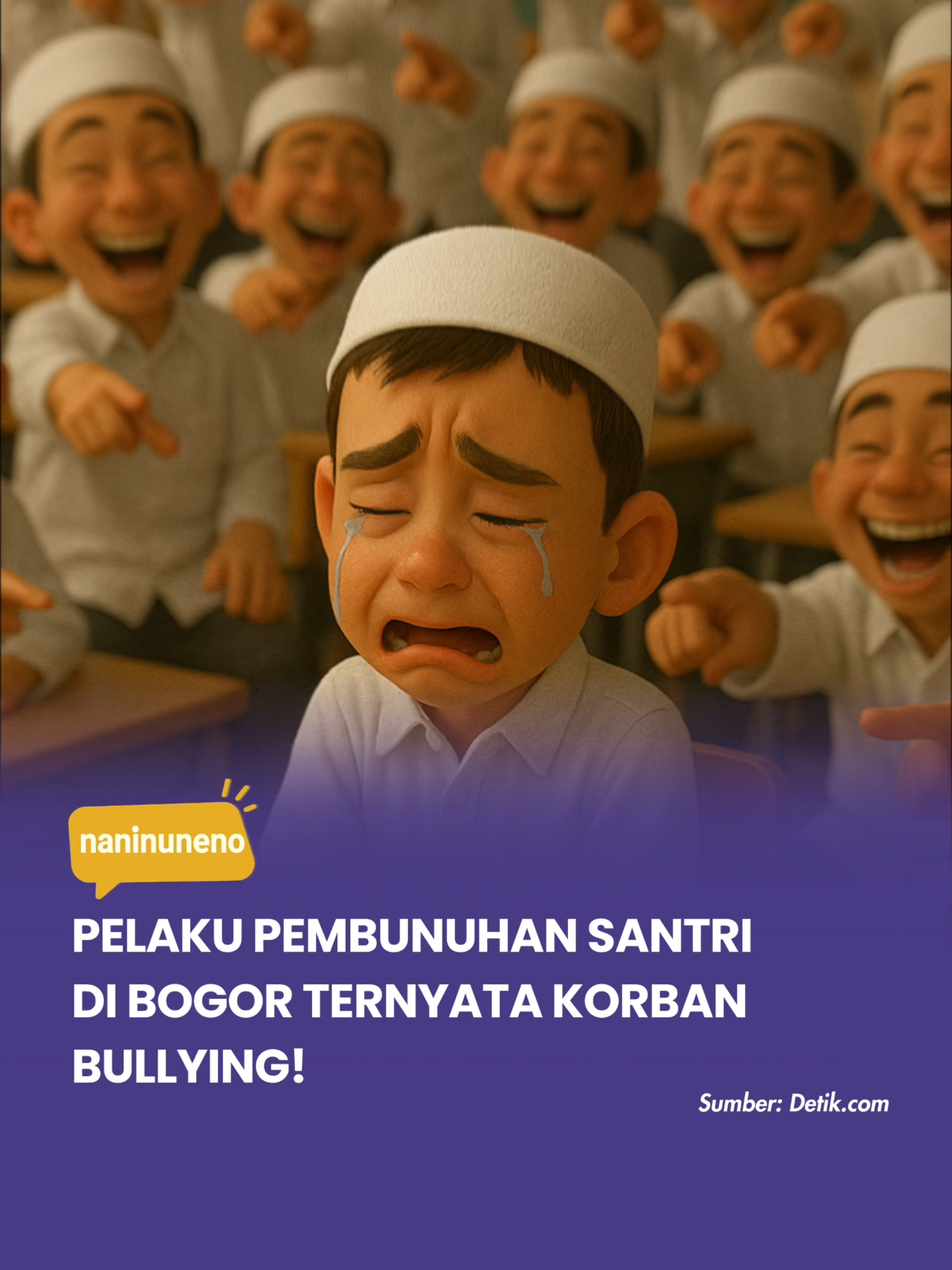 Pelaku Pembunuhan Santri di Bogor Ternyata Korban Bullying ‼️ Kasus penganiayaan di Pondok Pesantren Leuwisadeng, Bogor, mengungkap fakta baru. Pelaku, santri 14 tahun, mengaku kerap jadi korban olok-olok verbal dari korban hingga hubungan keduanya memburuk. Polisi menyebut bullying terjadi berulang, bukan sekali. Puncaknya, 11 September 2025, pelaku menyerang korban dengan batu dan besi kursi di kamar santri. Korban sempat dirawat, namun akhirnya meninggal dunia. Pelaku kini dijerat Pasal 80 UU Perlindungan Anak dengan ancaman 5–15 tahun penjara. Pihak pesantren menyampaikan duka mendalam dan menegaskan kasus murni pertikaian dua santri. Pesantren telah memberhentikan pelaku serta menyerahkan sepenuhnya pada kepolisian. Mereka juga siap menempuh jalur hukum jika ada upaya mencemarkan nama baik lembaga. #pesantren #bullying #santri #fyp #fyppp #beritaterkini #newsupdate #beritaviral #kriminal