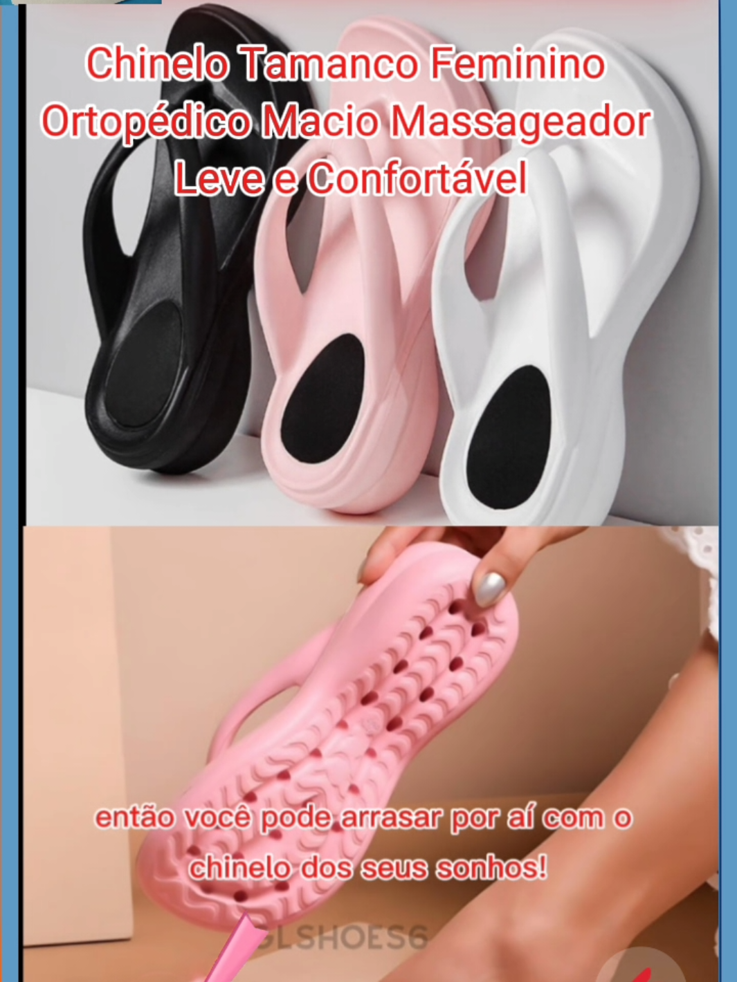 Chinelo Tamanco Feminino Ortopédico Macio Massageador Leve e Confortável   #chimelo #confortonospés #shopee 