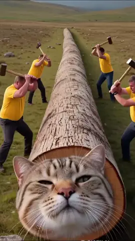 Rescue  Cat From Giant wooden Log #trending  #viral  #catrescue  #foryoupage  #aianimalrescuevideos 