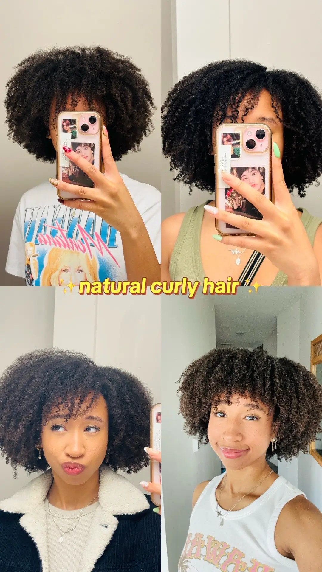 Growing up I NEVER saw anyone with hair like mine! I have to share with yall and find my curl twins ❤️✨ my curls are type 4 and depending on what I use and what day my hair is on it can look so different. I also have multiple textures in my hair, the front has looser curls than the back, it’s like 4a near the front and middle and 4b/4c in the back. What’s your curl type? 👀#naturalhair #curlyhair #washandgo #type4hair #fyp 