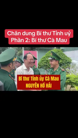 Bí thư Tỉnh ủy Cà Mau Nguyễn Hồ Hải, sinh năm 1977, quê quán xã Phước Vĩnh An, huyện Củ Chi, TPHCM.  Đồng chí có trình độ chuyên môn: Tiến sĩ quản trị kinh doanh; Thạc sĩ quản lý đô thị, kỹ sư xây dựng. Trình độ lý luận chính trị: Cao cấp.  Trước khi được Bộ Chính trị điều động, chỉ định giữ chức Bí thư Tỉnh ủy tỉnh Cà Mau, đồng chí Nguyễn Hồ Hải từng giữ các chức vụ như: Phó Chủ tịch UBND quận 8, Phó Bí thư, Bí thư Quận ủy quận 8; Bí thư Quận ủy quận 3; Trưởng Ban Tổ chức Thành ủy TPHCM; Phó Bí thư, Phó Bí thư Thường trực Thành ủy TPHCM. #nguyenhohai #bithucamau #datmuicamau #daihoidang #phobithuthanhuy