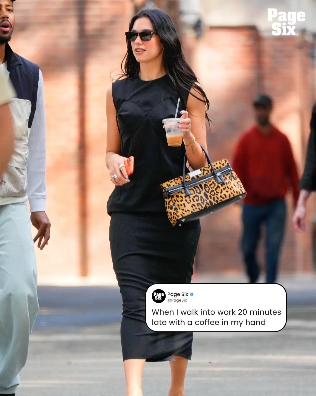 Oop! Dua Lipa was spotted on a walk in New York City with a much needed coffee in hand after all of her MSG performances ☕  📸: GC Images