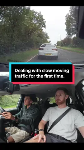 Learner driving has to deal with slow moving traffic in driving lesson for the first time. Instructor coaches him through and explains how much space you need to leave and how best to control the car. . . . #drivinglessons #drivinginstructor #learnerdriver #traffic #control 
