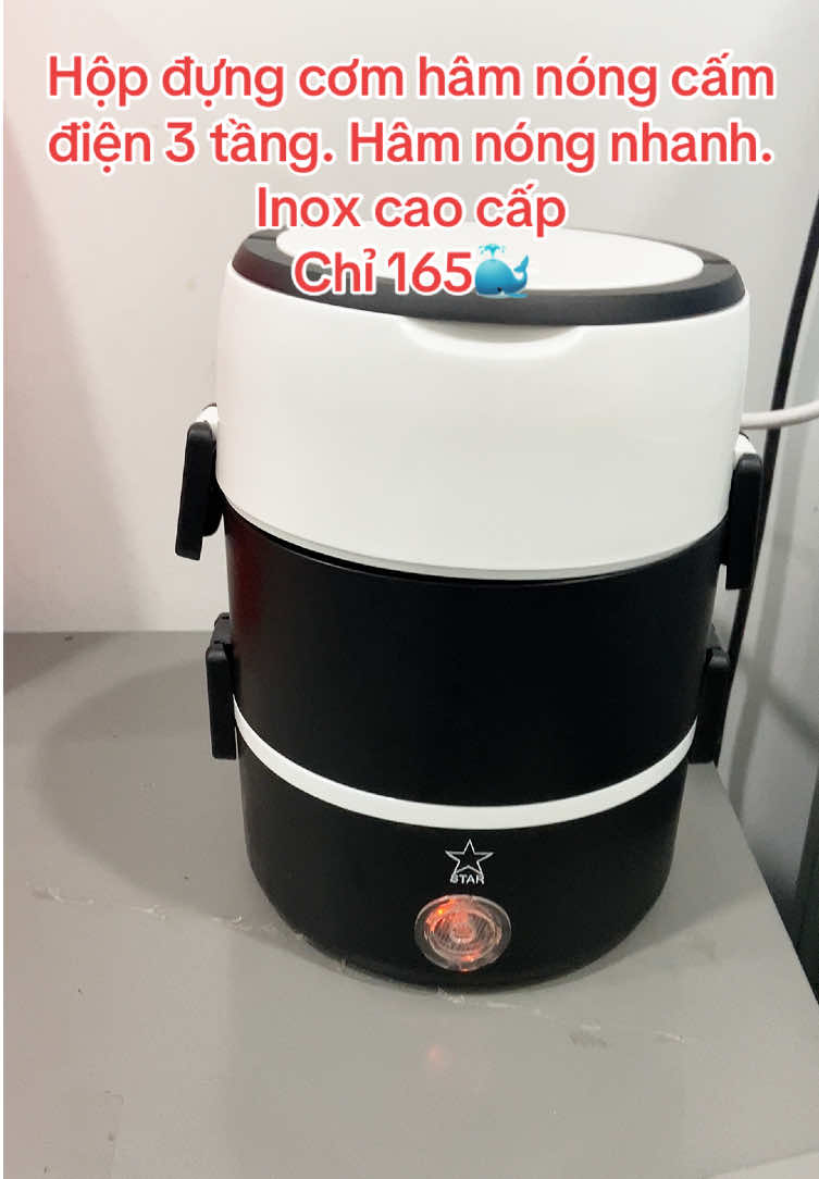 Hộp đựng cơm hâm nóng 3 tầng ghim điện. Inox cao cấp hâm nóng nhanh.  #camendungcom#camenhamnong#hamnongdoan#mencom#tiemnhabao05