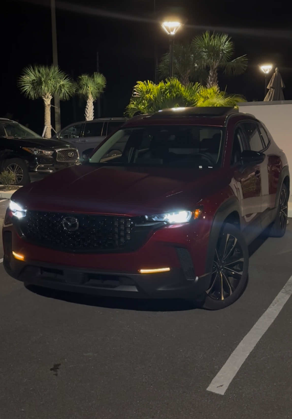 this car looks SO GOOD at night. i will be buying one this thing drives GREAT. posting one last time before my cruise, see yall friday!! #fyp #mazda #cx50 #rentalcar #capecanaveralflorida 