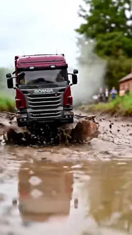 🚛 “Miniatur Scania Tembus Jalan Berlumpur.    #ExtremeRC #MuddyRoad #MiniaturTruck #OffRoadRC #fyp 