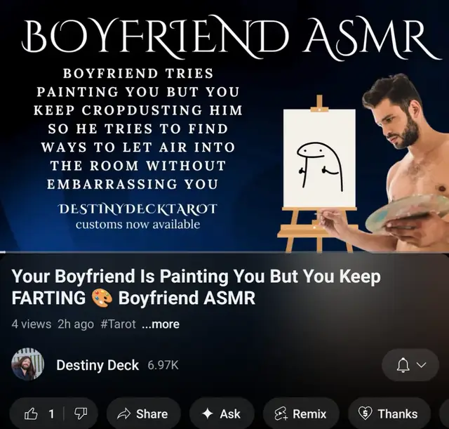 boyfriend tries to paint you but you can't stop farting so he tried to find ways to get air into the room without embarrassing you 🥺 #boyfriendasmr #asmrtist #comedy 