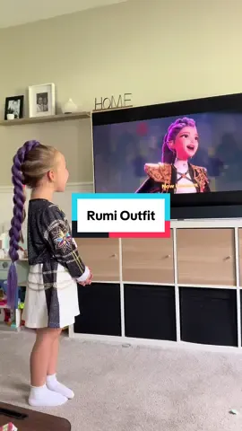 She is so chuffed bless her! Thank you tiktok you saved me hassle trying to find a decent one for a decent price! #rumi #demonhunters #kpop #outfit #kidstiktok 