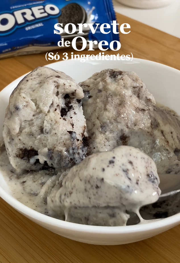 Sorvete de Oreo, só 3 ingredientes 🤤🍨 #sorvete #oreo #3ingredientsrecipes #receitafacil #sobremesa 