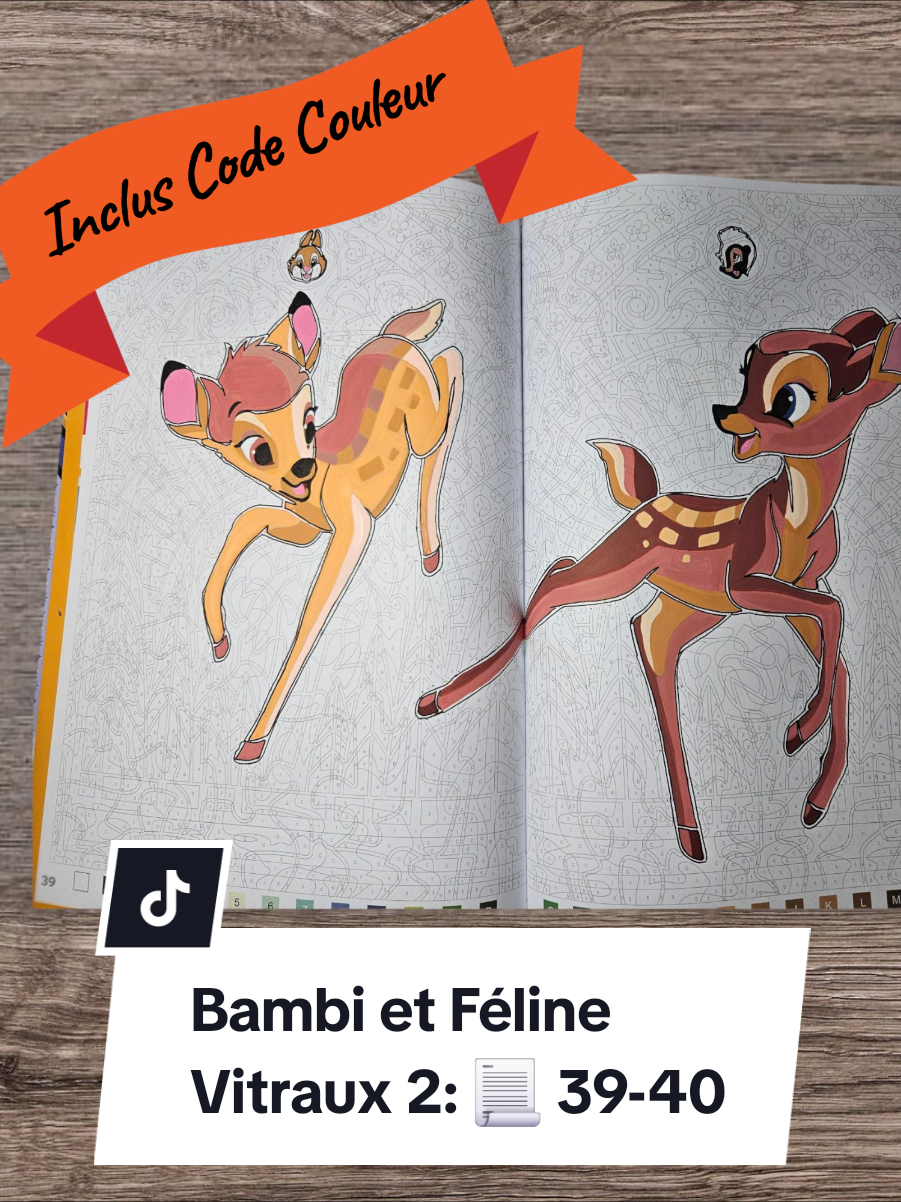 INCLUS le Code couleur + évolution de ce colo entier, Bambi et Féline.  📚 Vitraux 2 📃 Double pages 39-40 🎨 100% Guangna  @Hachette Livre @Hachette Heroes @hachette_coloriages @Hachette  #coloriagesmysteres #coloriagesmysteredisney #bambi #disney #hachetteheroes 