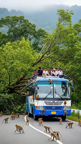 Wild Elephant Blocks a Bus on the Road!