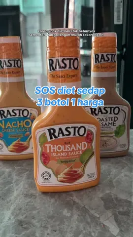 Sos RASTO tengah viral 🔥 👉 3 botol hanya RM19.90 Boleh pilih Nacho Cheese 🧀, Roasted Sesame 🥗, Thousand Island 🍅 atau Creamy Egg Mayo 🥚 Confirm sedap, confirm jimat! 😍 #SosRASTO #SosViral #FoodTokMalaysia #ShopeeFindsMY #FoodieMY   