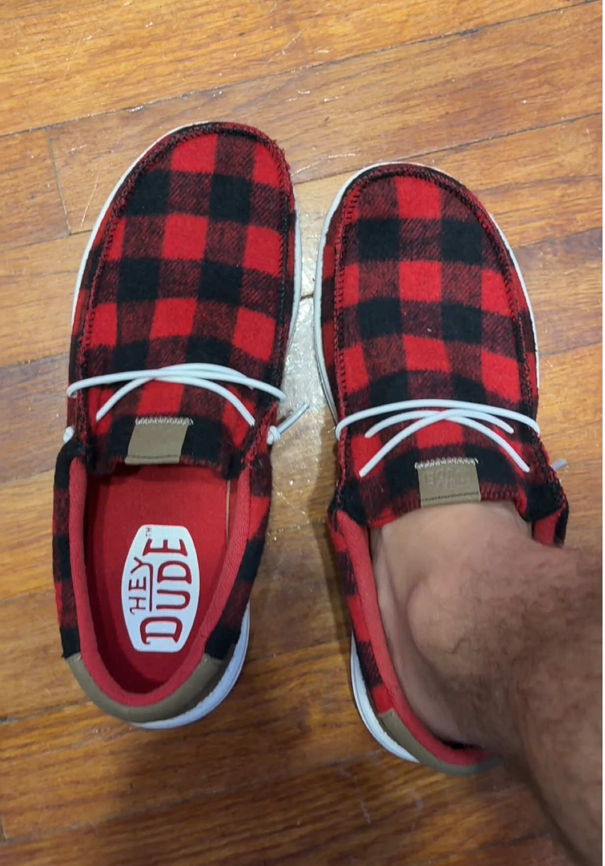 HEYDUDE Buffalo Plaid Flannel Comfortable Slip on Shoes  #tiktokshopcreatorpicks #HEYDUDEpartner #HEYDUDESHOES @HeyDude 