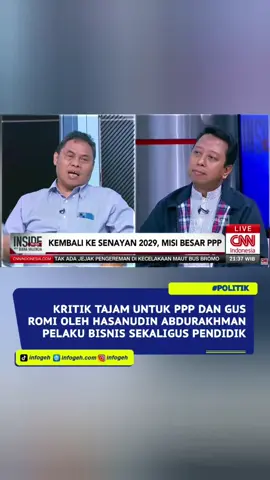 Kritik Tajam untuk PPP dan Gus Romi Pelaku bisnis dan pendidik, Hasanudin Abdurakhman, melontarkan kritik tajam terhadap praktik politik uang dan korupsi yang melibatkan Partai Persatuan Pembangunan (PPP). Kritik itu disampaikan langsung di hadapan mantan Ketua Umum PPP, Romahurmuziy atau Gus Romi, dalam sebuah forum publik CNN Indonesia. “Gimana ceritanya negara muslim kok money politic-nya paling tinggi. Lah anda dan Ketua umum sebelumnya, ketua partai islam kok bisa korupsi itu gimana ceritanya,” ujar Hasanudin.  Romahurmuziy sendiri adalah Ketua Umum PPP periode 2016–2019 yang pernah terjerat kasus suap jabatan di Kementerian Agama pada 2019.