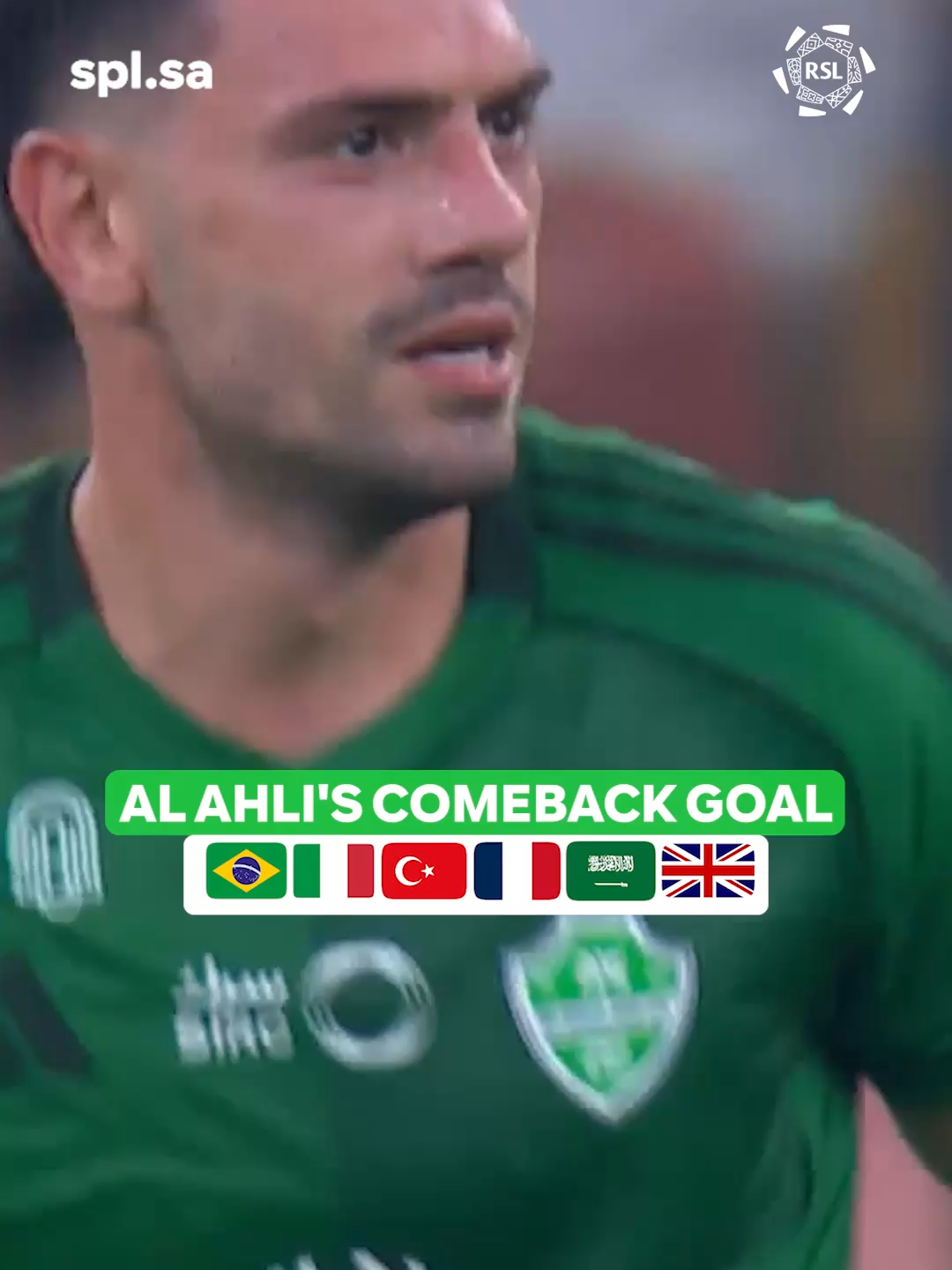 Al Ahli's comeback goal in SIX commentary languages 🇬🇧🇸🇦🇫🇷🇧🇷🇮🇹🇹🇷 #spl #soccertiktok #Soccer
