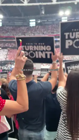 Not a dry eye in the building. I was uncontrollably sobbing because I have never felt anything like this in my whole life. Charlie we love & miss you and promise to make you proud! ❤️‍🩹 #turningpoint #charliekirk #memorial #maga #conservative 