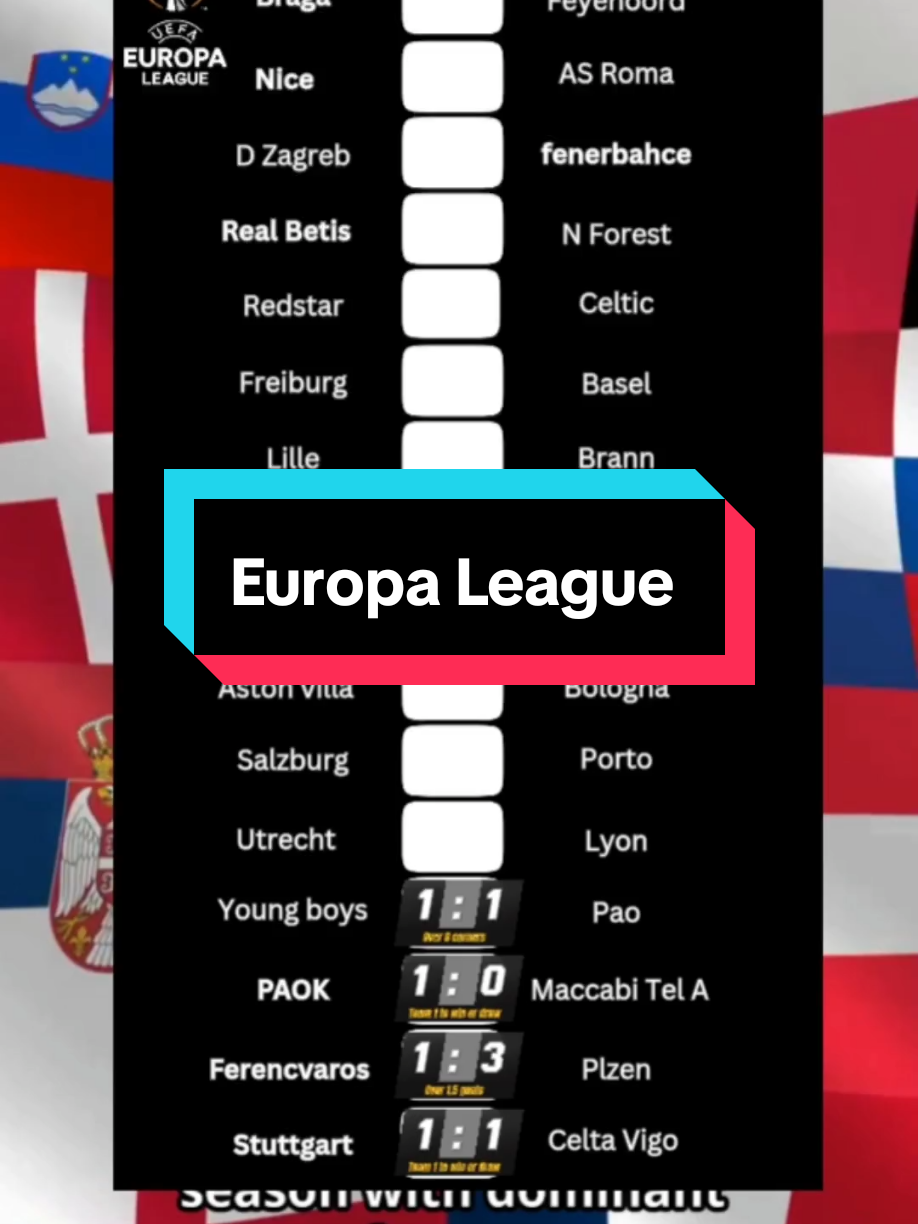 UEFA Europa League Phase Round 1 Score Predictions And Analysis! 🔥 #footballpredictions #europaleague #FCSB #fenerbahçe #porto 