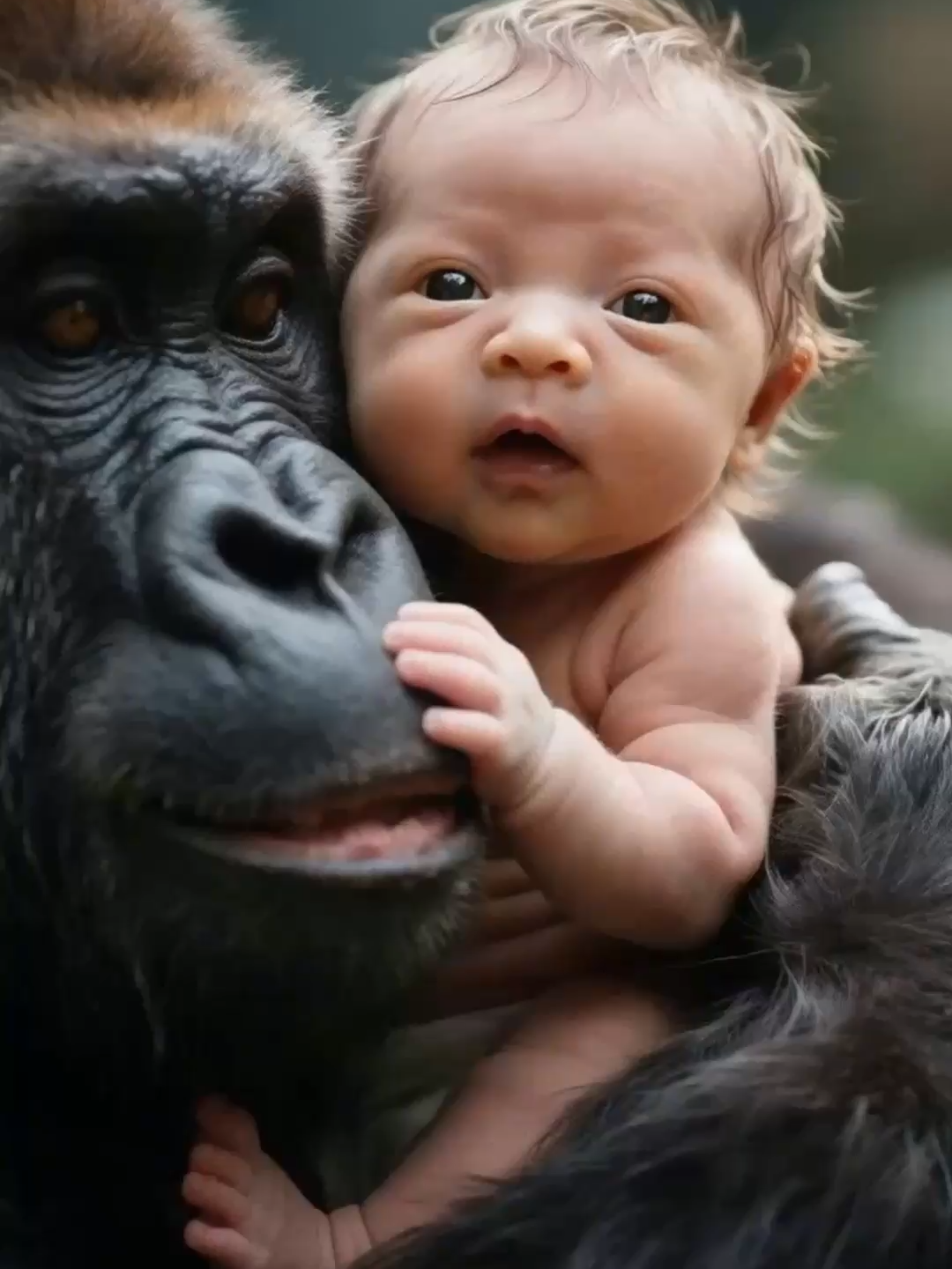 A Gentle Giant’s Embrace In the arms of strength, there is tenderness. 🦍❤️ This heartwarming moment shows the incredible bond between nature’s gentle giant and the smallest of humans. Proof that love knows no boundaries. #GentleGiant, #UnexpectedFriendship, #PureLove, #NatureAndHuman, #IncredibleBond, #AnimalCompassion, #HeartwarmingMoment, #ViralVideo, #LoveBeyondSpecies, #EmotionalConnection, #gorilla, #newborn, #babyboy, #babygirl, #fyp, #love, #nature,