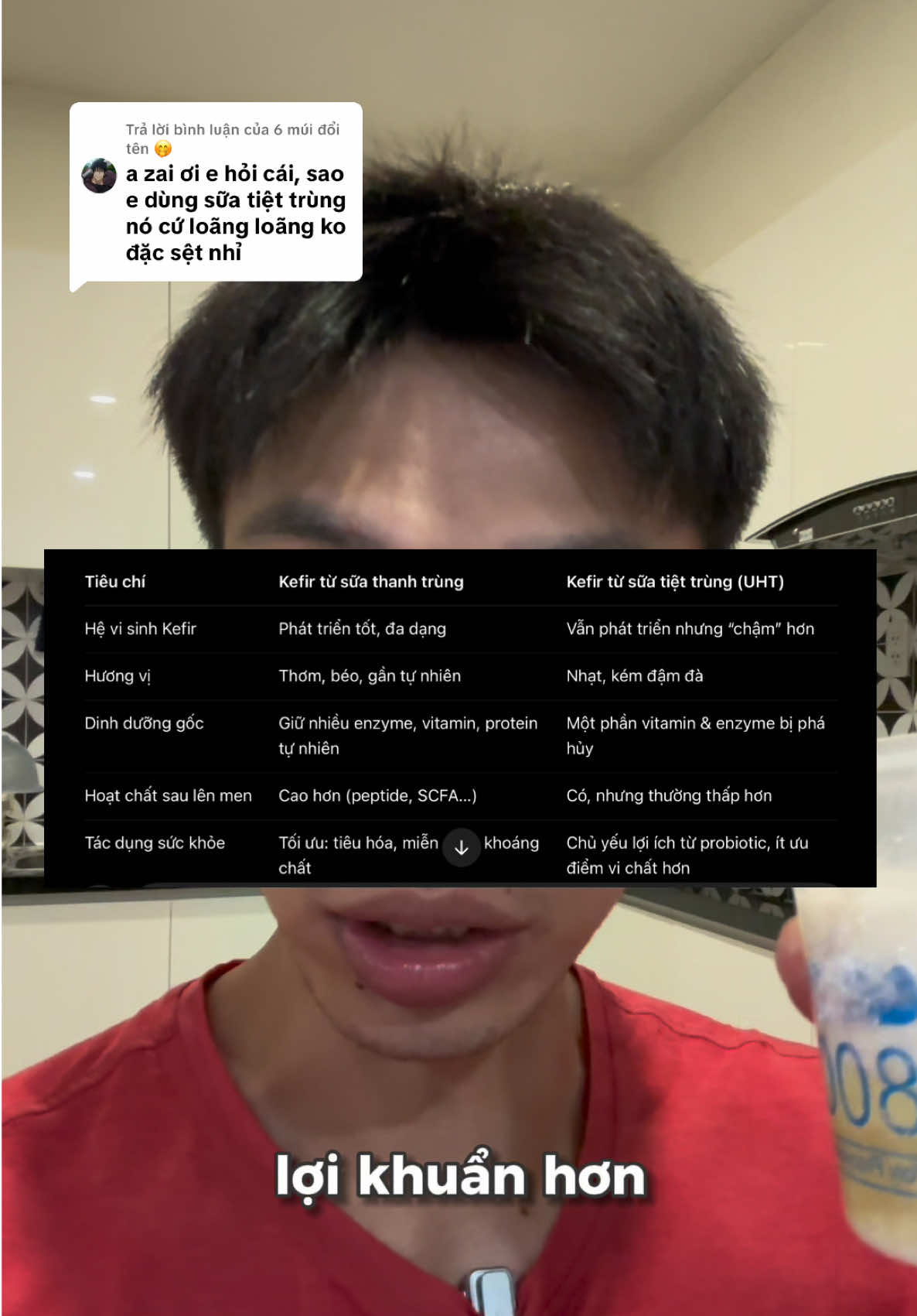 Trả lời @6 múi đổi tên 🤭 nên chọn sữa thanh trùng làm sữa chua Kefir thay vì sữa tiệt trùng #suachuakefir #kefir #LearnOnTikTok #dcgr 