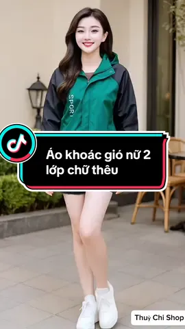 Áo khoác gió nữ 2 lớp chữ thêu. #aokhoacnu #thoitrangnu #xuhuong #viral #thinhhanh 