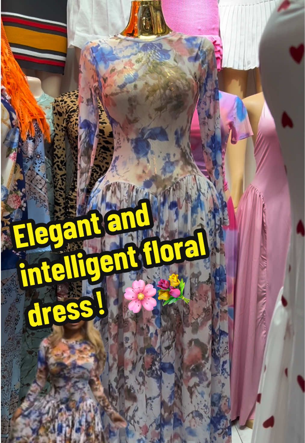 Elegant and intelligent floral dress💐#femalewear #fashion #wholesalemarket #dress #yulong 