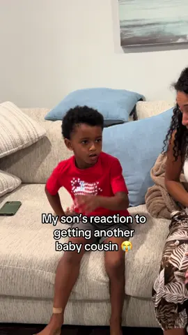 Lmaooo I’m not sure how he feels 😂😂I think he’s happy but also he was cranky and hungry during this announcement @Chan & Jamal #pregnanttiktok #pregnancyannouncement #babycousin #pregnancytok #family 