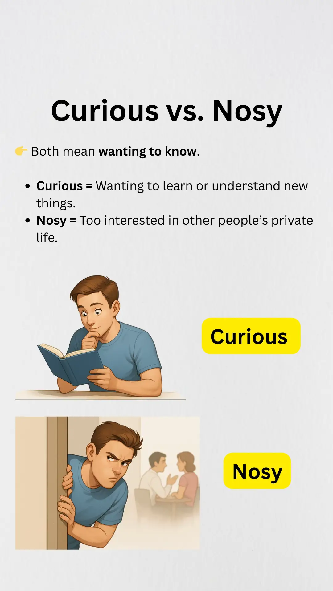 Same idea, but one is positive ✅ and the other negative ❌. #EnglishLearning #ESL #Vocabulary #LearnEnglish #EnglishTips 