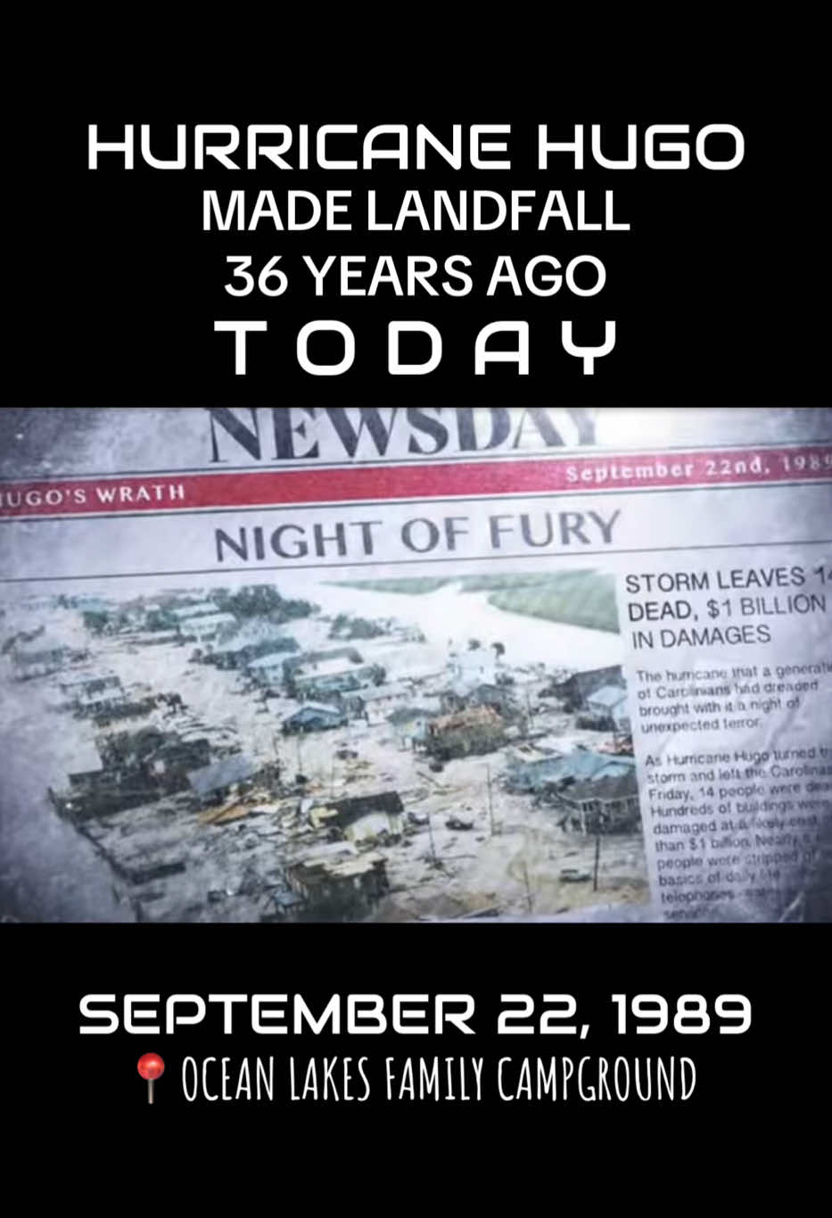 Anyone remember this personally? @Saltchasers2 #saltchasers #oceanlakesfamilycampground #hurricane #hugo #myrtlebeach 