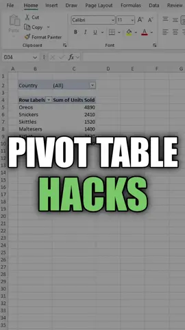 Pivot Table hack you didn't know! 📂 Save this Excel hack so you can use it later #excel #exceltips #exceltricks #spreadsheets #corporate #accounting #finance #workhacks #tutorial #sheets