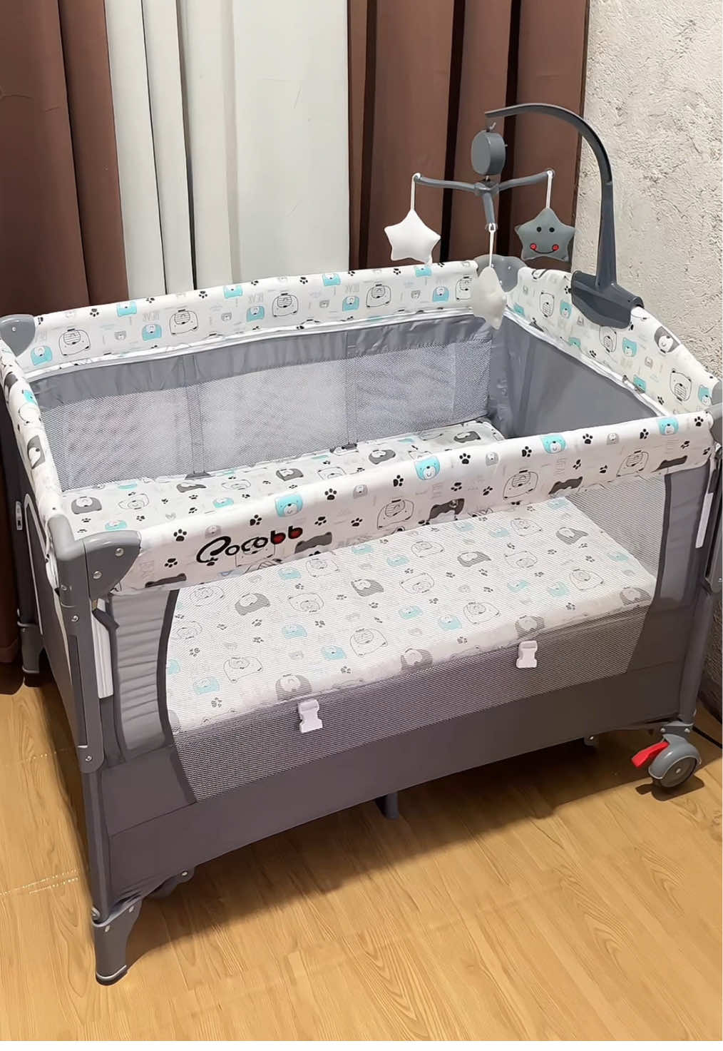 Crib for baby — ito talaga yung isa sa mga gamit ni baby na nasusulit ko as a first time mom. dahil pwede to from newborn up to infant. playpen area na din kasi nya to. #crib #babycrib #cribforbaby #cocobbcrib #multifunctionalcrib 