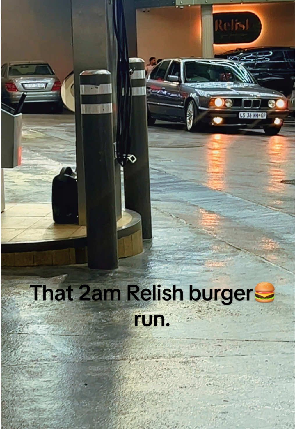2am food runs 🍔 🍱 🍕  #relish #pantry #garage #bmwe34 #fyp 