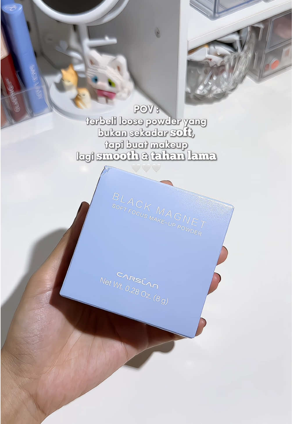 I tak boleh tahan bila orang cakap loose powder ni best, lembut je bila apply so i terus grab 🤪 #carslan #carslanloosepowder #loosepowder 