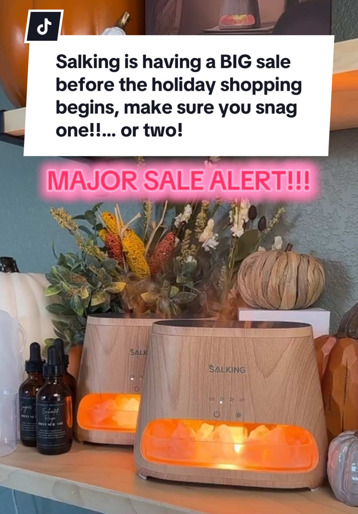 Major sale happening RIGHT NOW! Make sure you snag some of these diffusers for the holidays or birthdays coming home. These DO SELL OUT really often. So if you see it in stock, grab one! Or two. I have 4 in my house. I love them so much. Definitely one of the best purchases I’ve made on TikTok shop EVER. #salking #salkingdiffuser #tiktoklive #livehighlights #homemusthave 
