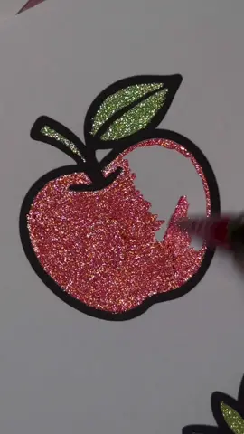 🍎 colored with Grabie jumbo glitter pens #coloring #glitterpens #satisfying #asmr #glittercoloring 