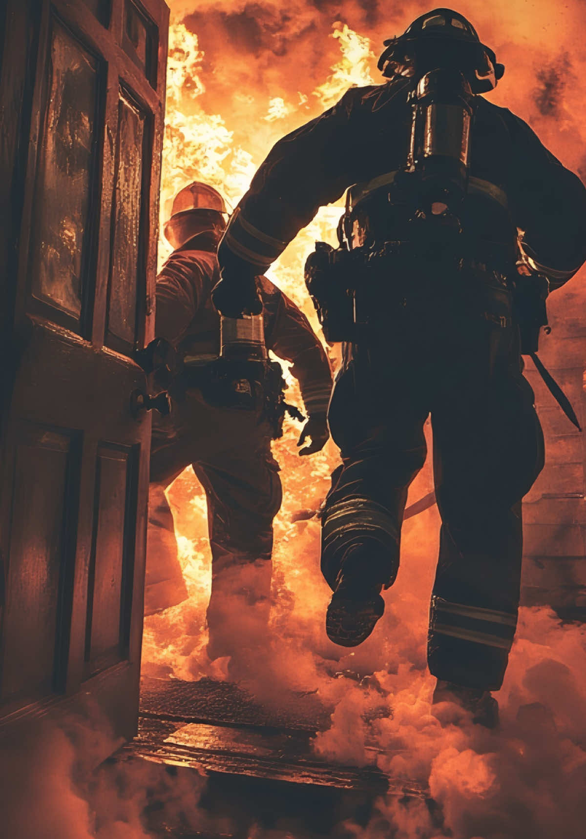 A burning house, a trapped man. Firefighters and police crawl through flames to save a life. #bodycam #firefighter #police #fire 