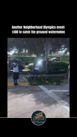 Catching a greased watermelon is more than just a goofy backyard stunt - it’s a tradition with surprising history. The game has roots in county fairs, summer camps, and especially poolside competitions dating back to the early 20th century. Organizers would coat a watermelon in butter or petroleum jelly and toss it into a pool, lake, or ocean. Contestants would then scramble to catch and carry the slippery fruit to shore. The activity became popular at American summer camps in the 1930s-1950s as a fun way to test strength, balance, and teamwork. It was also common at Independence Day celebrations and local festivals, where prizes like candy, bragging rights, or even small cash rewards were awarded to the winners. Though less common today due to safety and liability concerns, the greased watermelon game survives in pockets of the U.S. and Canada, celebrated as a nostalgic, messy, and hilarious community tradition. So when you see it played on a neighborhood street for $100, you’re witnessing a modern twist on a nearly century-old party game. Follow the backup @Interesting.Always.1  #backyardgames #interestingthings #historyfacts #watermelon #hoodgames 