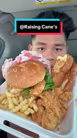 The @Raising Cane's sauce cup is actually so good and it’s pretty cheap #raisingcanes #mukbang #usa #viral #fypシ 