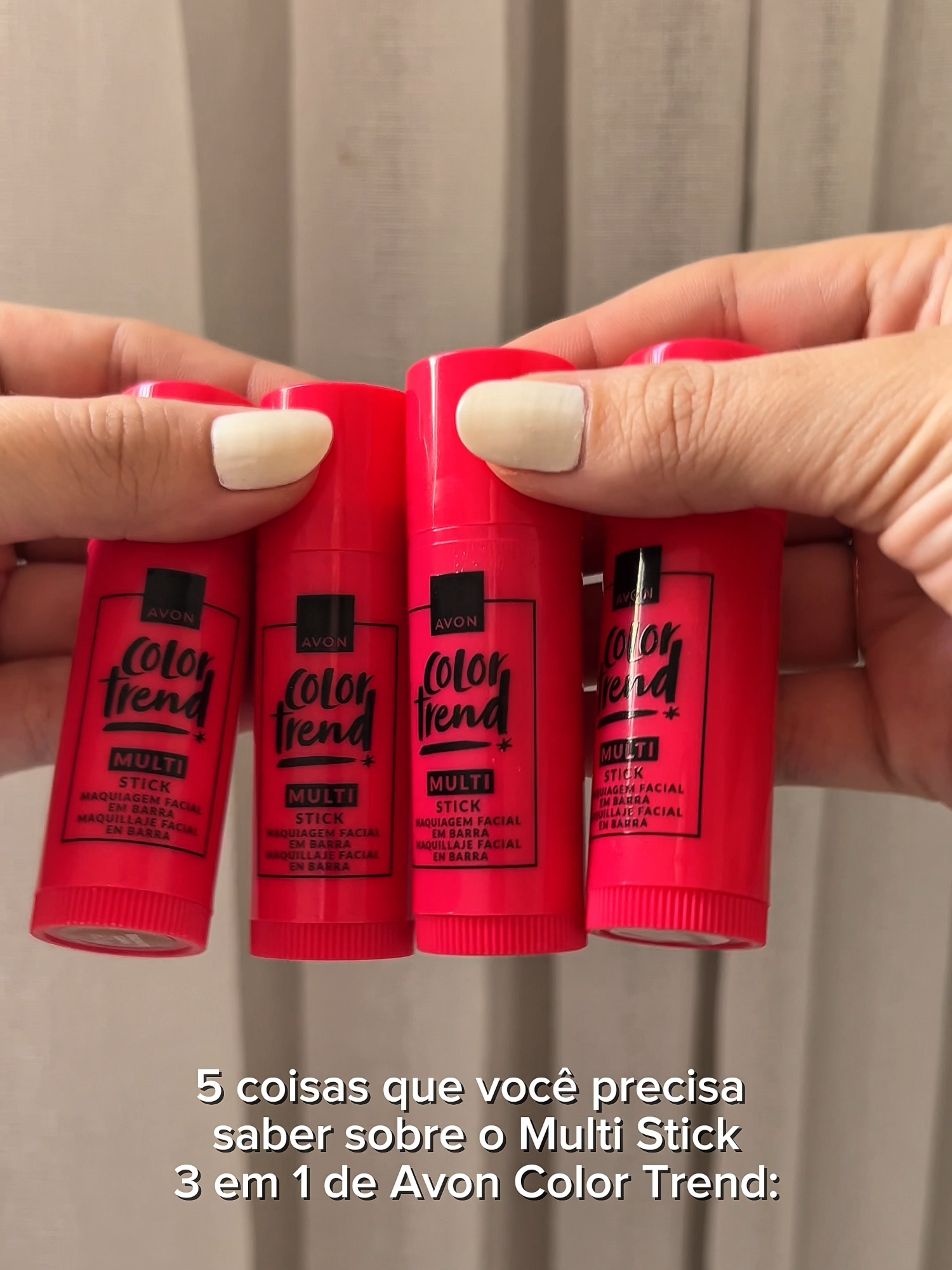 Multi Stick 3 em 1 de Avon Color Trend: blush, batom e sombra em um só produto. Prático, cremoso e com cores incríveis. Perfeito para uma make completa em segundos. 💖Consultora de Beleza: @dudagomes14_ #avon #colortrend #multistick #stick #iluminador #blush #olhos #maquiagem #maquiagemtiktok #makeup #maquiagembrasil #multifuncional #make #novidade #statuswhatsapp #videoprastatus #statusnatura #statusavon