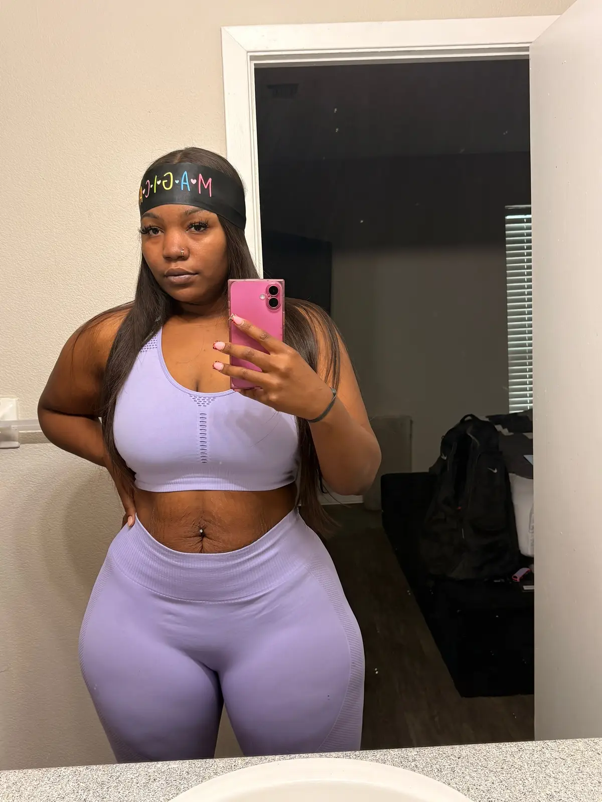 Slim where? Thick where? Exactly 😏💜🍑 #ViralBaddie #GymContent