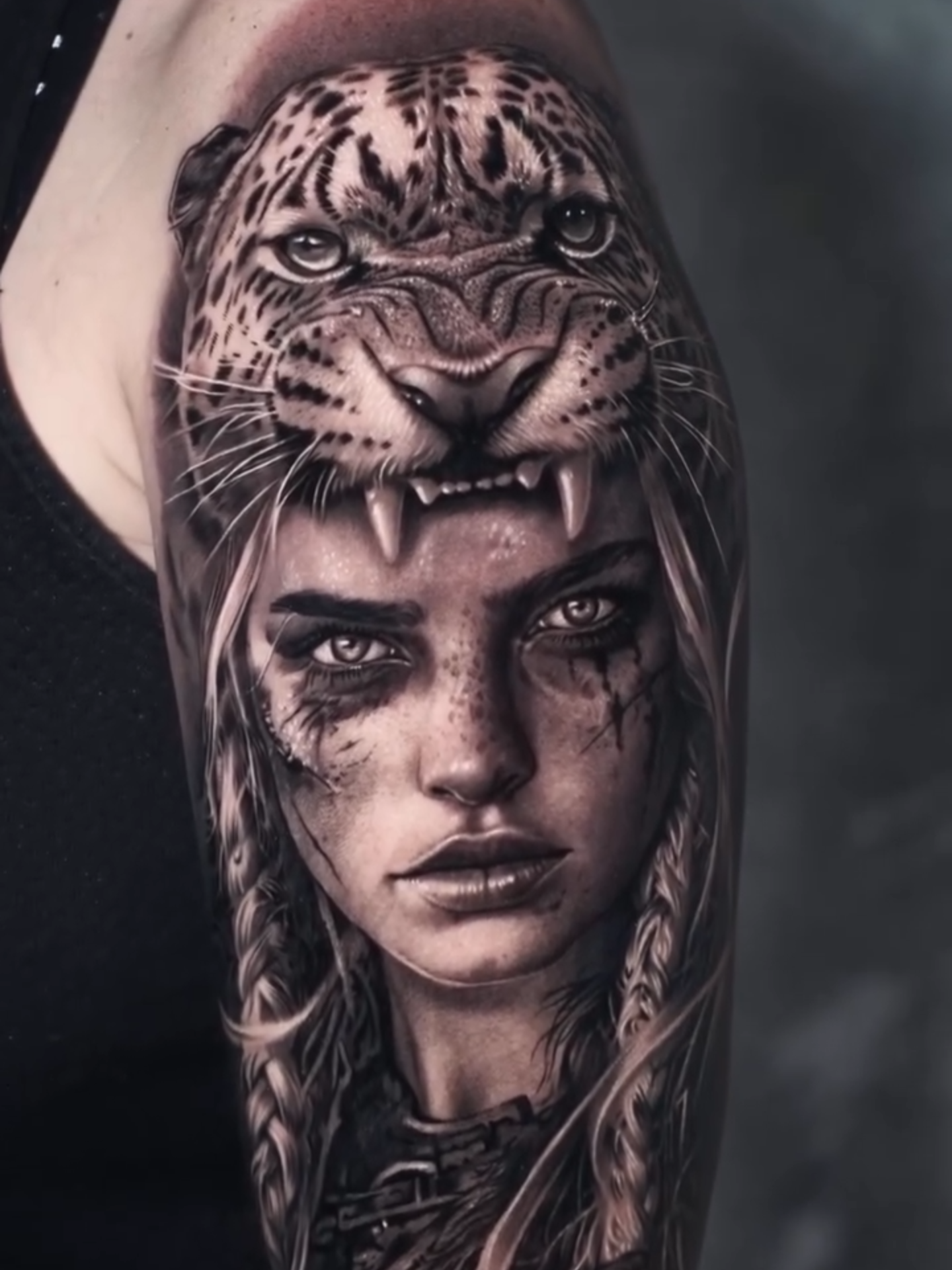 #austin #austintx #tattoo #woman #tiger #tigertattoo #nature #wild #josecontrerasart