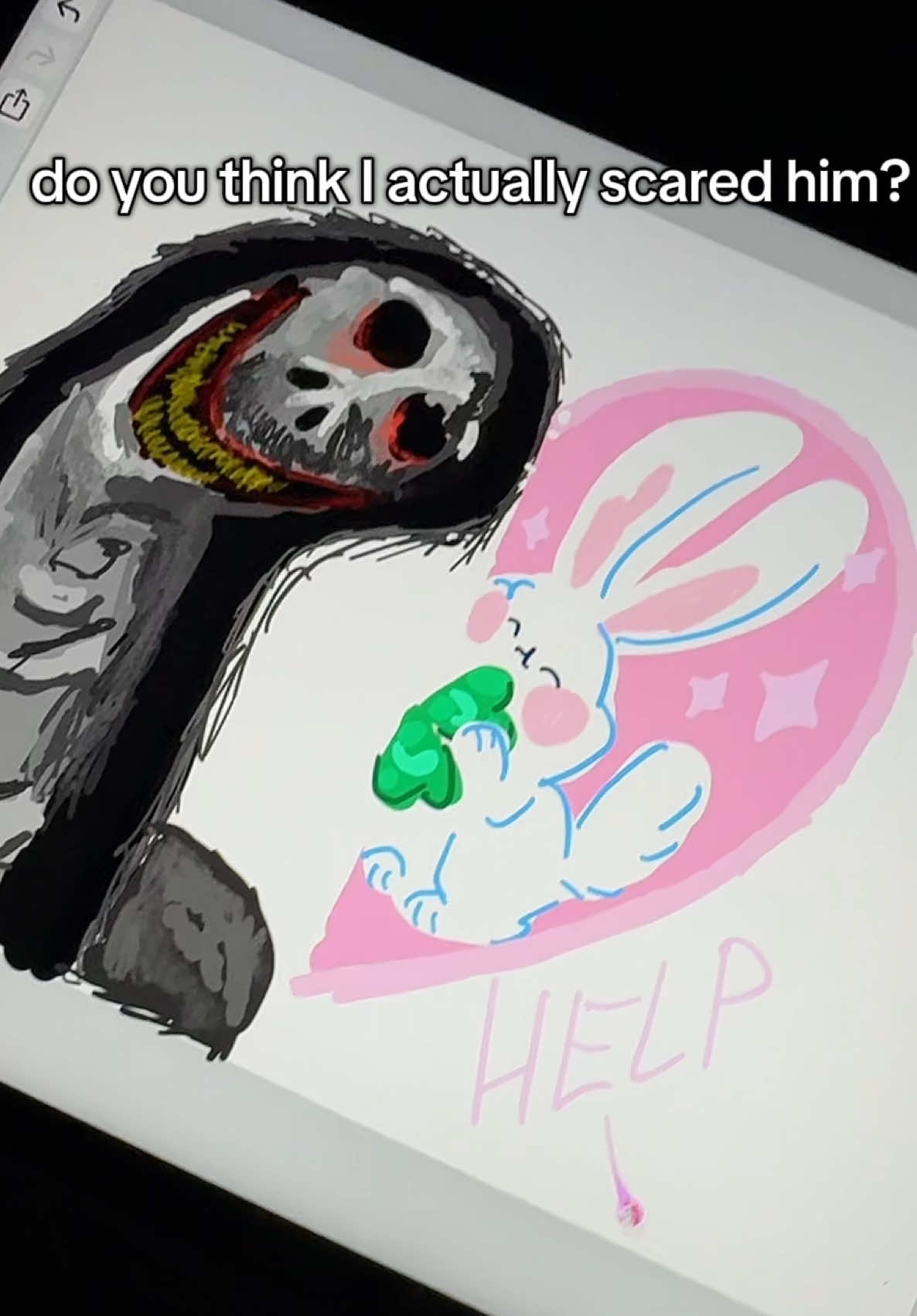 do you think I actually scared him? 😅 #digitalartist #digitaldrawing #app #ipad #scarystories 