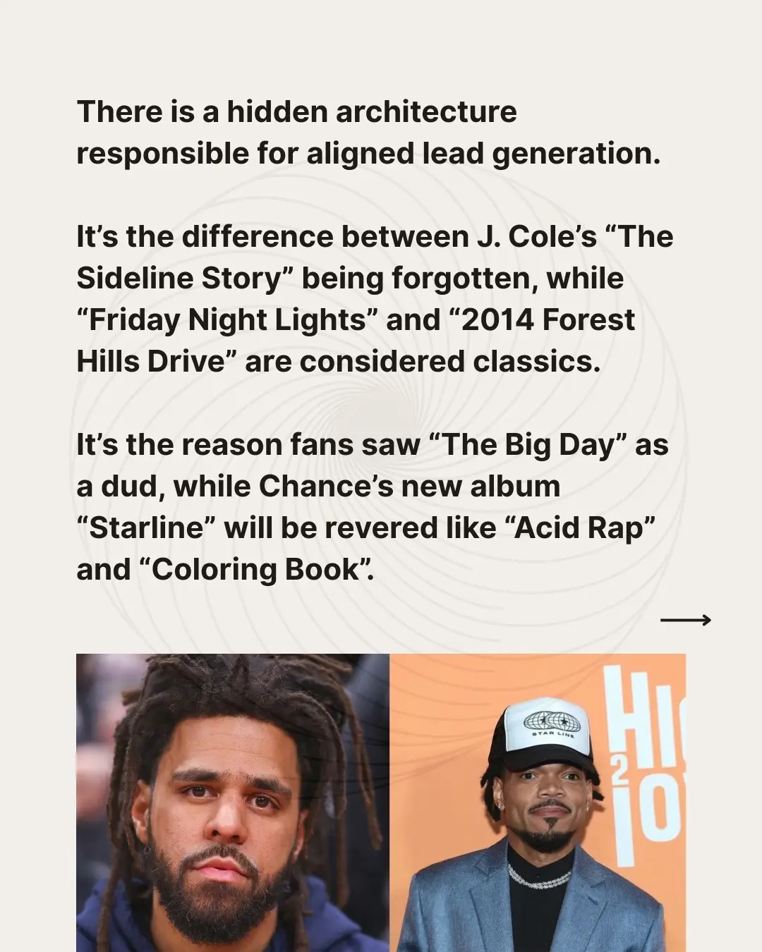 The question “how do I generate more leads?” is an important one for your business. But most people that ask this question are operating from an understanding that they need to “manifest” the leads or make something happen from nothing. There is an underlying feeling of not having. But there are literally people you are destined to connect with and work with when you follow your core structure. They are a part of your fractal. So the question is less “how do I generate more leads?” Or “how do you I make God align with my will?” And more: “How do I double down on the instructions I’m already being given?”, “How do I align my will with God’s will?” Comment “blueprint” for a free guide that uses your natal chart to align your brand with your core structure. Love!