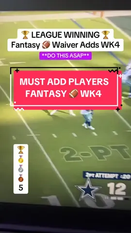 ADD THESE PLAYERS ASAP in fantasy football week 4 🚀 #fantasyfootballweek4 #fantasyfootballwaiverwire #fantasyfootball 