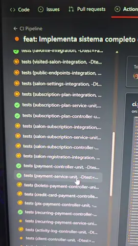 Sistema completo de testes com github actions, são mais de 500 testes unitarios, nos services, controllers e testes com fluxo completo de integração. Ainda falta muita com por exemplo testes e2e. #android #springboot #java  #dart #flutter 