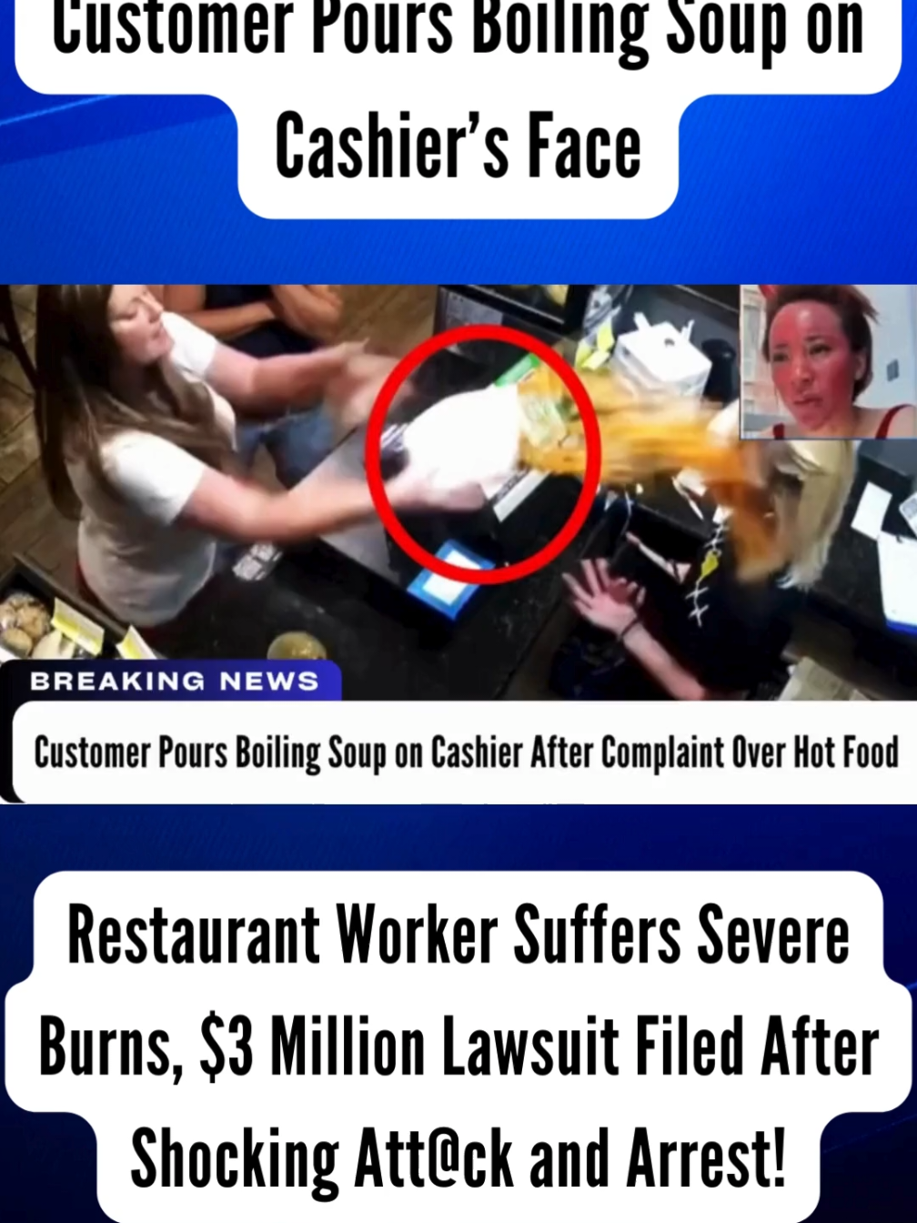 Customer Pours Boiling Soup on Cashier After Complaint Over Hot Food #Boiling   #Customer   #Cashier   #Restaurant   #Soup           