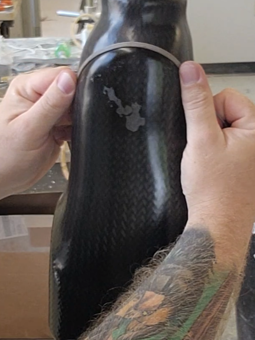 a hard socket doesn't have a plastic or foam liner #prosthetics #carbonfiber #black #satisfying #resin 