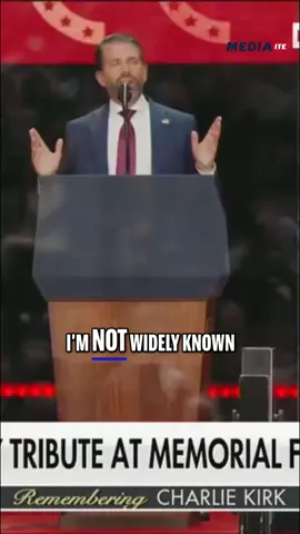 Donald Trump Jr. lightened the mood at Sunday’s memorial for slain conservative activist Charlie Kirk by performing an impression of his dad, President Donald Trump.