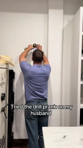 Y’all it didn’t work!! He’s a pro 🙄 #drillprank #funnyvideos #fyp #husbandwife 