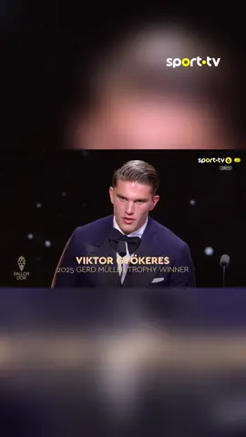 Viktor Gyökeres após receber o prémio Gerd Müller 🗣️: “Muito obrigado a todos no @Sporting CP” 🦁 #sporttvportugal #BallonDor #ViktorGyokeres 