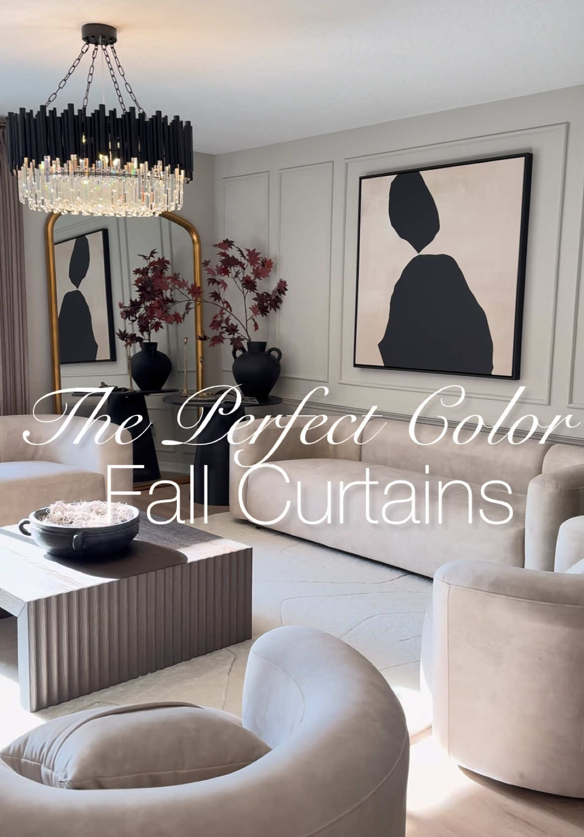 The perfect color for fall! Use code: ISLANDGAL5 to save! Curtain Details: @TWOPAGES Liz linen Color Oak Dim Grey Living room: 98